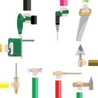 bannière avec outils dans mains. instrument construction et équipement instrument pour travail, vectore illustration vecteur