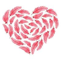 cœur fabriqué de rose plumes. Valentin s journée illustration vecteur