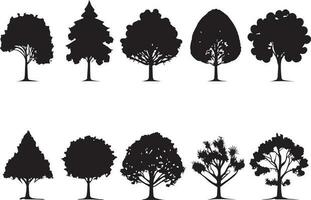 vecteur ensemble de plante et arbre silhouette illustration, minimaliste arbre silhouette ensemble