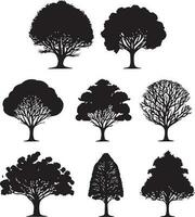 vecteur ensemble de plante et arbre silhouette illustration, minimaliste arbre silhouette ensemble