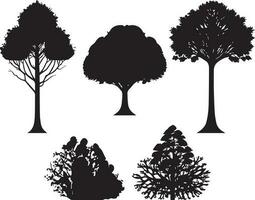 vecteur ensemble de plante et arbre silhouette illustration, minimaliste arbre silhouette ensemble