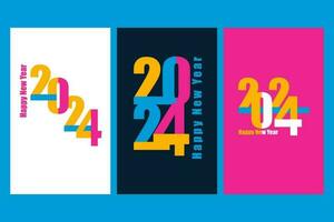 2024 ensemble de brillant affiches pour Nouveau an. abstrait typographie conception vecteur