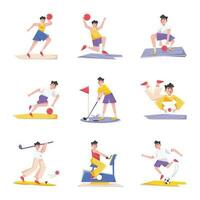 moderne collection de des sports plat des illustrations vecteur