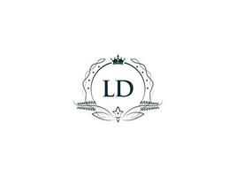 féminin ld luxe couronne logo, minimaliste ld dl logo lettre vecteur art