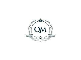 prime Royal couronne qm logo, unique lettre qm mq logo icône vecteur image conception