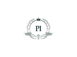 minimaliste pi logo icône, Créatif pi ip luxe couronne lettre logo conception vecteur