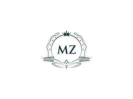 monogramme mz luxe couronne logo, Créatif féminin mz zm logo lettre icône vecteur