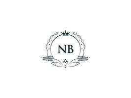 minimaliste nb féminin logo initial, luxe couronne nb bn affaires logo conception vecteur