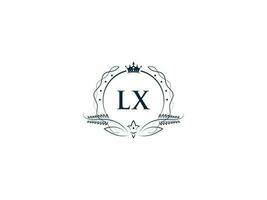 féminin lx luxe couronne logo, minimaliste lx xl logo lettre vecteur art