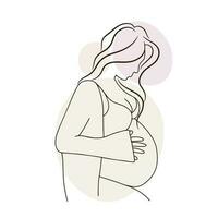 Jeune femme enceinte mère, gros ventre, grossesse vecteur