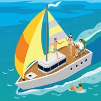 illustration vectorielle de personnes riches yacht illustration isométrique vecteur