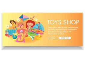 conception de bannière de magasin de jouets pour les achats en ligne vecteur