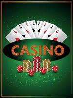 jeu de casino avec illustration vectorielle de jetons de roulette et de cartes à jouer