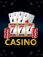 jeu de casino avec illustration vectorielle de machine à sous et cartes à jouer