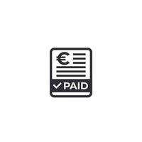 icône de factures payées avec euro vecteur