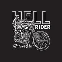 Grim Reaper équitation moto sur noir vecteur