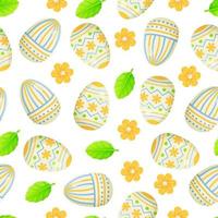 oeuf de pâques transparente motif bleu jaune avec des fleurs vecteur