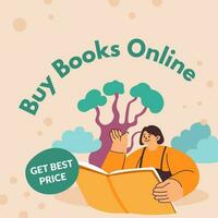 acheter livres en ligne, avoir meilleur prix, promo bannière vecteur