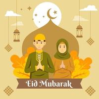 eid mubarak ou eid alfitr illustration avec ornement islamique vecteur