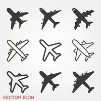 jeu d & # 39; icônes d & # 39; avion vecteur