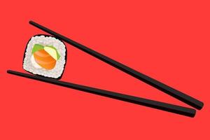 baguettes de vecteur tenant un rouleau de sushi