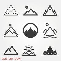 jeu d & # 39; icônes de montagne vecteur