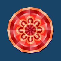 c'est un mandala polygonal géométrique rouge avec un motif floral oriental vecteur