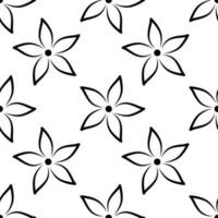 monochrome sans couture modèle avec contour fleurs. vecteur illustration. plante bourgeons avec incurvé pétales. noir et blanc floral Contexte.