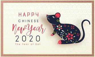 content chinois Nouveau année fête salutation carte conception avec rat zodiaque signe sur sans couture tourbillon modèle Contexte pour 2020 le année de rat. vecteur