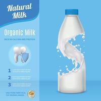 illustration vectorielle de lait publicité composition réaliste vecteur
