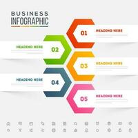 coloré infographie La Flèche avec Nombres et la toile Icônes pour votre affaires présentation et rapport. vecteur