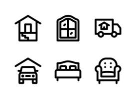 ensemble simple d'icônes de ligne vectorielle immobilier vecteur