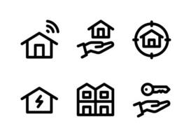 ensemble simple d'icônes de ligne vectorielle immobilier vecteur