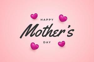 carte de voeux de fête des mères avec des coeurs isolés sur fond rose vecteur
