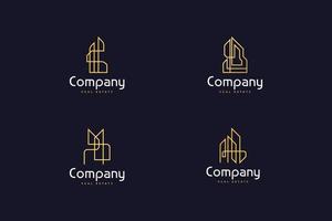 ensemble de logo de bâtiment ou de construction immobilier avec style de ligne dans un concept simple et minimaliste vecteur