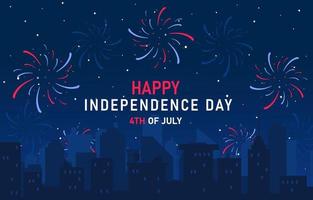 feux d'artifice le 4 juillet concept de la fête de l'indépendance vecteur