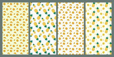 ensemble de ananas et feuille sans couture modèle. fruit modèle. été modèle. motifs pour textiles ou pour couvertures. fonds d'écran. vecteur