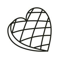 isolé griffonnage bonbons cœur noir et blanche. contour vecteur illustration icône bonbons concept.