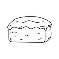 isolé griffonnage pain, confit gâteau noir et blanche. contour vecteur illustration icône bonbons concept
