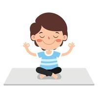 enfant drôle dans la pose de yoga vecteur