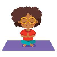 enfant drôle dans la pose de yoga vecteur