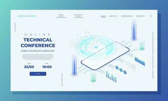 La technologie isométrique concept, téléphone intelligent dans isométrie. isométrique illustration pour la toile modèle conception. vecteur