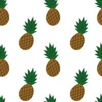 cool sans couture ananas dessin animé modèle avec plage et été pour imprimer. vecteur