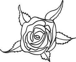 rose, main tiré vecteur illustration, floral ligne dessin, ensemble de monochrome fleur, ligne art, noir et blanc, illustration, vecteur