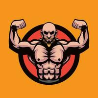 double biceps pose barbe corps constructeur illustration vecteur