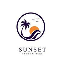 le coucher du soleil logo conception isolé blanc Contexte. paysage Facile logo symbole vecteur illustration