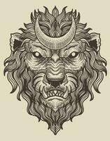 illustration effrayant Leo zodiaque symbole sur noir Contexte vecteur