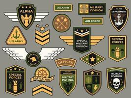 armée insignes. militaire correctif, air Obliger capitaine signe et parachutiste insigne badge vecteur patchs ensemble