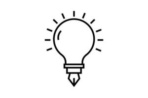 Créatif idée icône. lumière ampoule avec stylo. icône en relation à Créatif idée, innovation, solution, éducation. ligne icône style. Facile vecteur conception modifiable