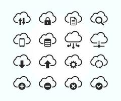 ordinateur nuage et nuage hébergement en relation ligne Icônes. nuage espace de rangement et réseau vecteur icône ensemble.